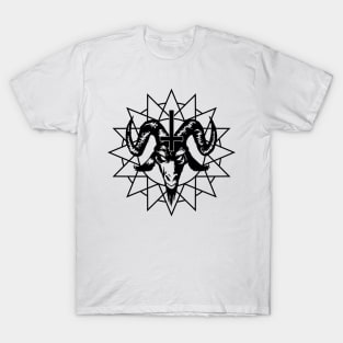 Satanic Goat Head with Chaos Star (black) T-Shirt